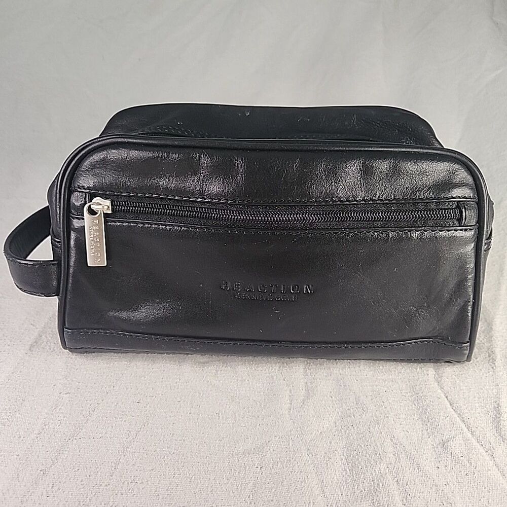 Toiletry Bag Kenneth Cole Reaction Leather Case Travel Bag Black 10”x6”x3”